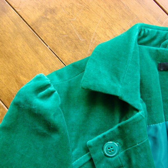 Velvet Green Jacket Blazer Vero Moda Single Breast Whimsigoth Size 34 XS Small - Picture 9 of 16